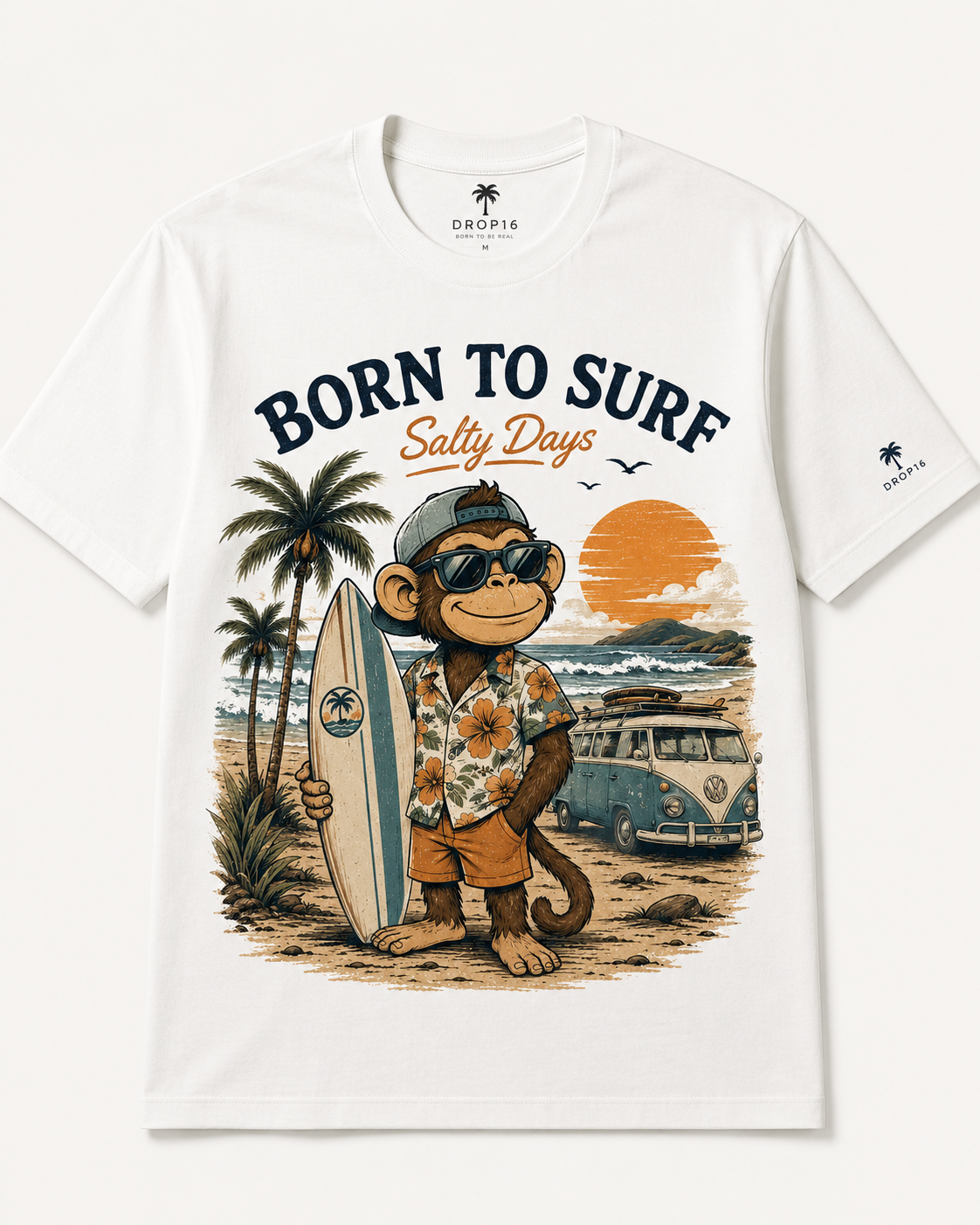 Camiseta surfe e estilo tropical