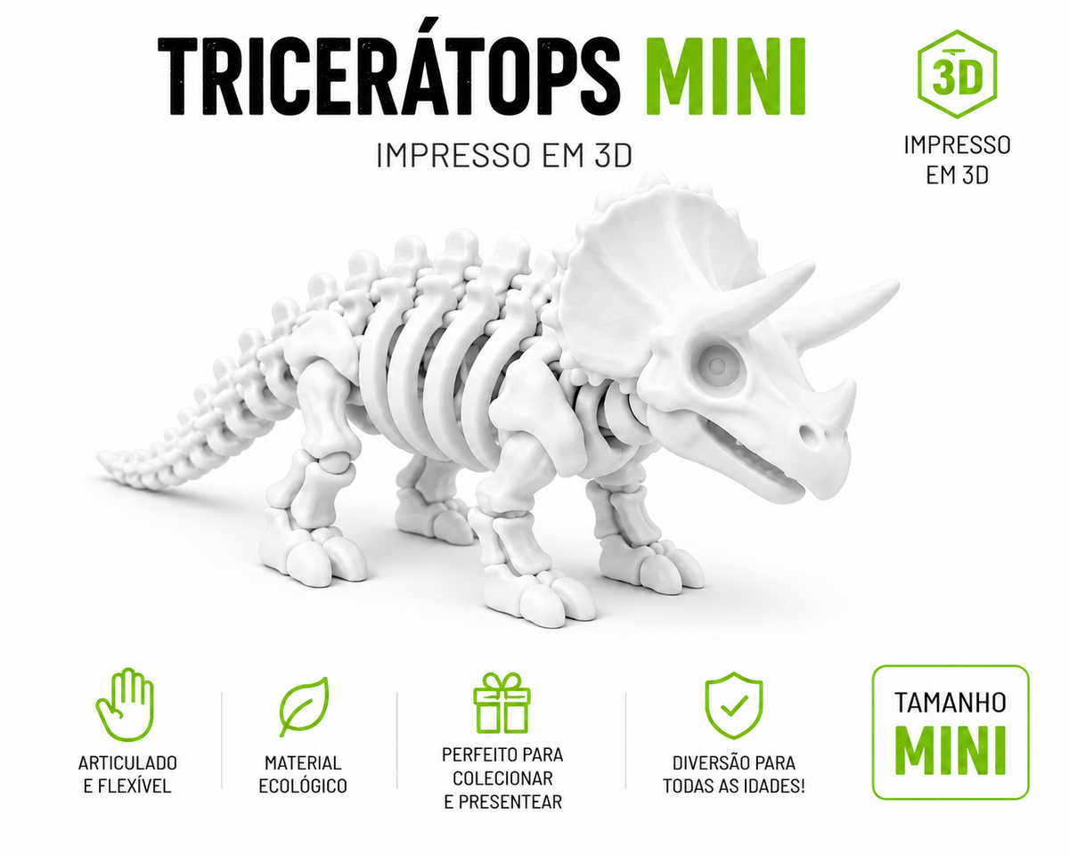 🦖 Kit Dinossauros Esqueleto Mini 3D | 6 Modelos Articulados para Coleção