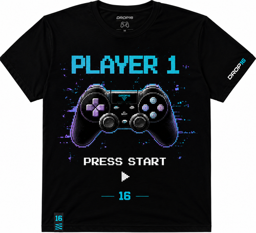 🎮 CAMISETA GAMER PLAYER 1 – PRESS START