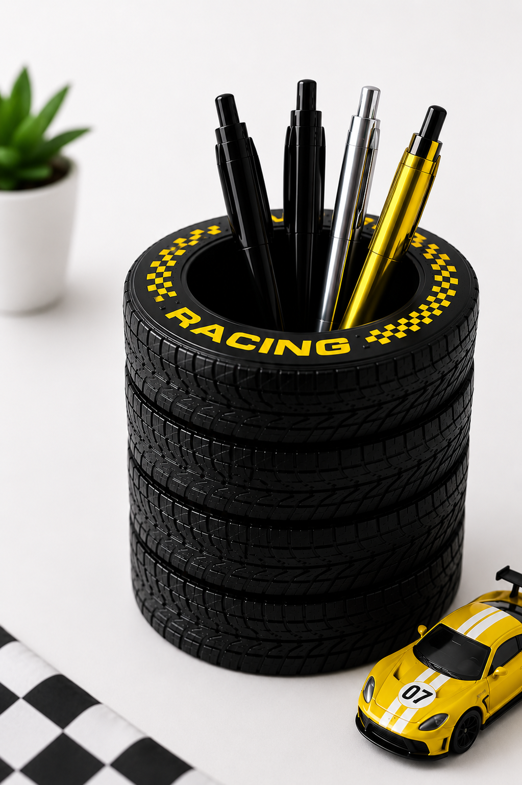 Porta-Caneta Pneus Racing — Frete Grátis