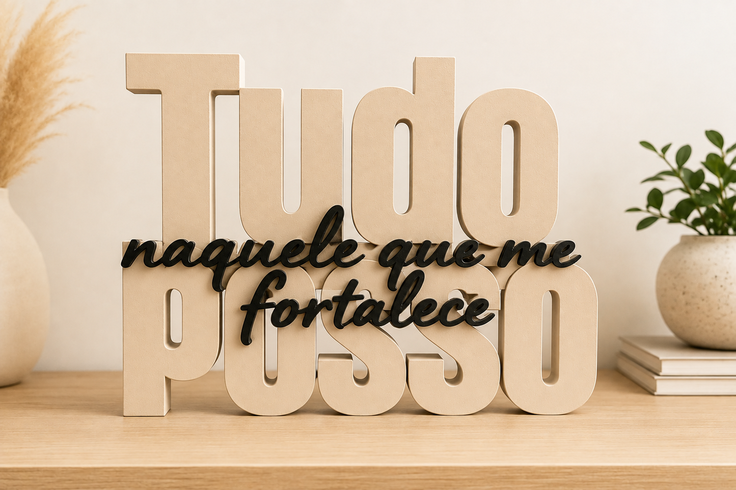 Letreiro Cristão Tudo Posso | Decoração em Impressão 3D [FRETE GRÁTIS]