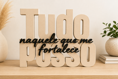 Letreiro Cristão Tudo Posso | Decoração em Impressão 3D [FRETE GRÁTIS]