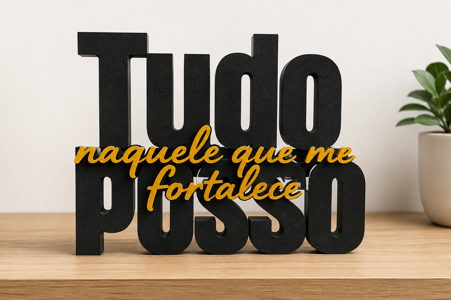 Letreiro Cristão Tudo Posso | Decoração em Impressão 3D [FRETE GRÁTIS]