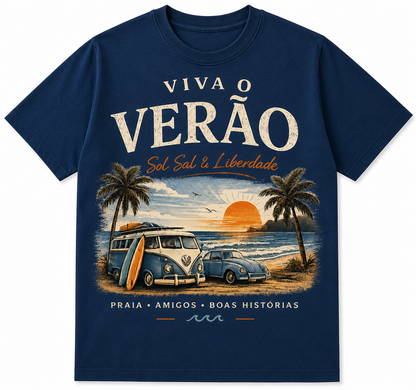 Camiseta Viva o verão e a liberdade [AZUL]