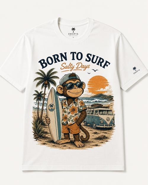 Camiseta surfe e estilo tropical