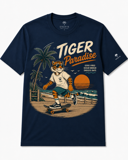 Camiseta vintage de tigre e praia [Frete Grátis]