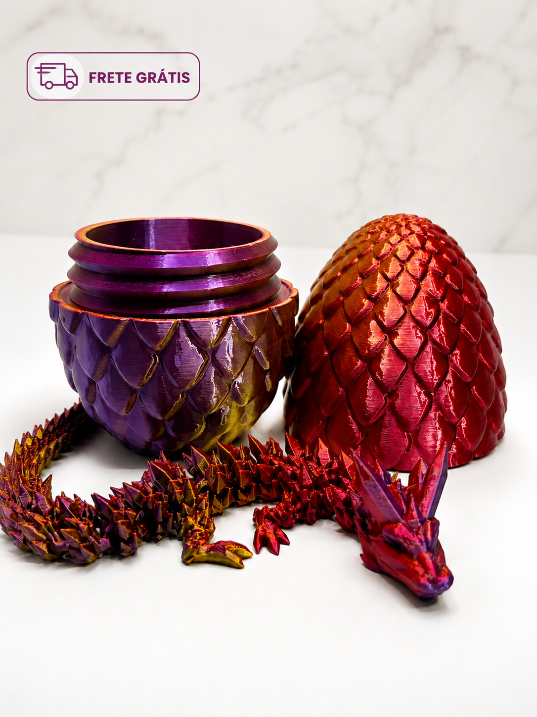 🐉 Dragão Articulado Sensorial + Ovo de Dragão (29cm) [Frete Grátis]
