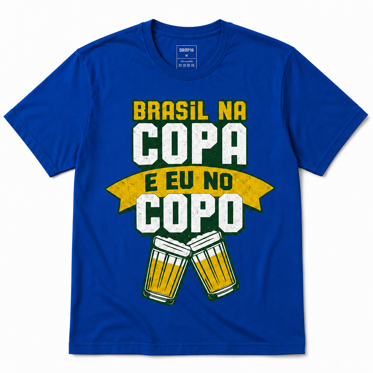 Camiseta Brasil na Copa e eu no Copo