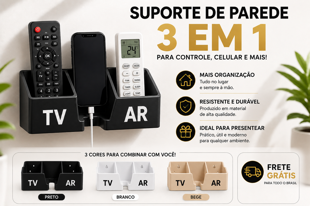 Suporte de parede 3 em 1 Personalizado [FRETE GRÁTIS]