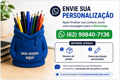 Porta Caneta Moletom Personalizado [FRETE GRÁTIS] | APÓS A COMPRA, ENVIE OS NOMES PELO WHATSAPP