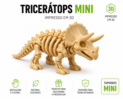 🦖 Kit Dinossauros Esqueleto Mini 3D | 6 Modelos Articulados para Coleção