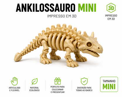 🦖 Kit Dinossauros Esqueleto Mini 3D | 6 Modelos Articulados para Coleção