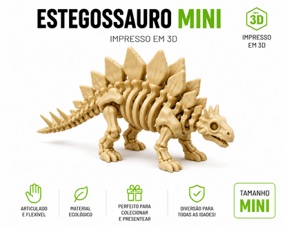 🦖 Kit Dinossauros Esqueleto Mini 3D | 6 Modelos Articulados para Coleção