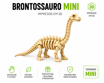 🦖 Kit Dinossauros Esqueleto Mini 3D | 6 Modelos Articulados para Coleção