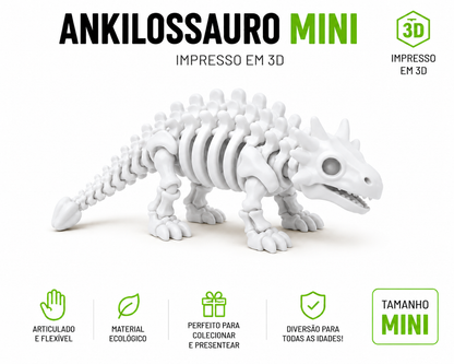 🦖 Kit Dinossauros Esqueleto Mini 3D | 6 Modelos Articulados para Coleção