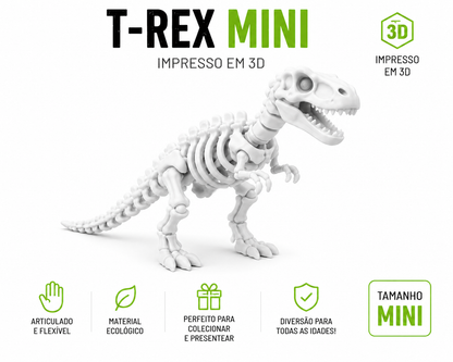 🦖 Kit Dinossauros Esqueleto Mini 3D | 6 Modelos Articulados para Coleção