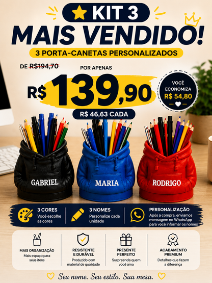 Porta Caneta Moletom Personalizado [FRETE GRÁTIS] | APÓS A COMPRA, ENVIE OS NOMES PELO WHATSAPP