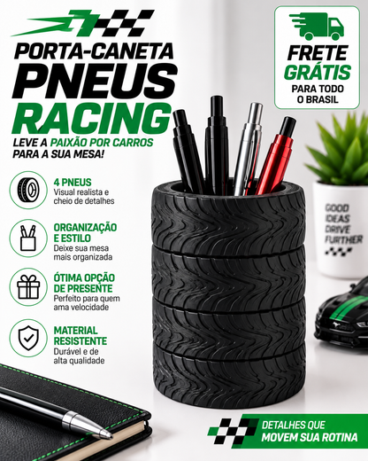 Porta-Caneta Pneus Racing — Frete Grátis