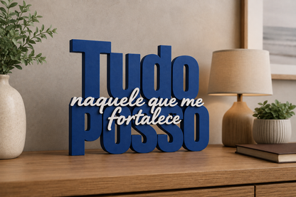 Letreiro Cristão Tudo Posso | Decoração em Impressão 3D [FRETE GRÁTIS]