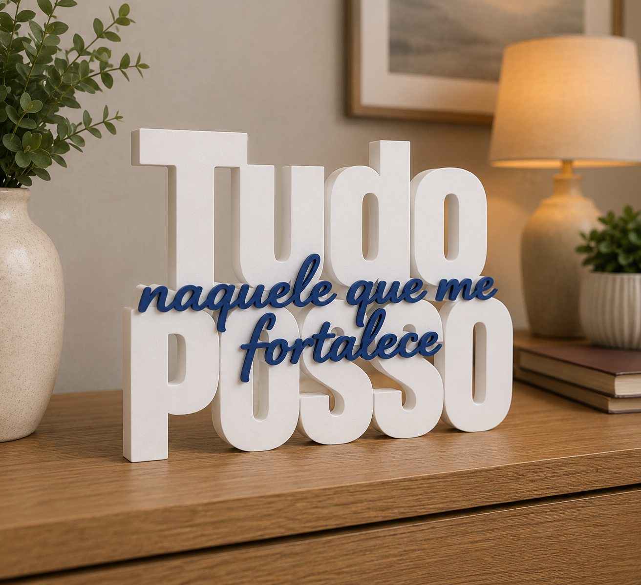 Letreiro Cristão Tudo Posso | Decoração em Impressão 3D [FRETE GRÁTIS]