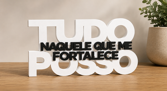 Letreiro Cristão Tudo Posso | Decoração em Impressão 3D [FRETE GRÁTIS]
